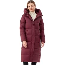 Womens Long Goose Down Coat, Winter Puffer with Thermal Lining