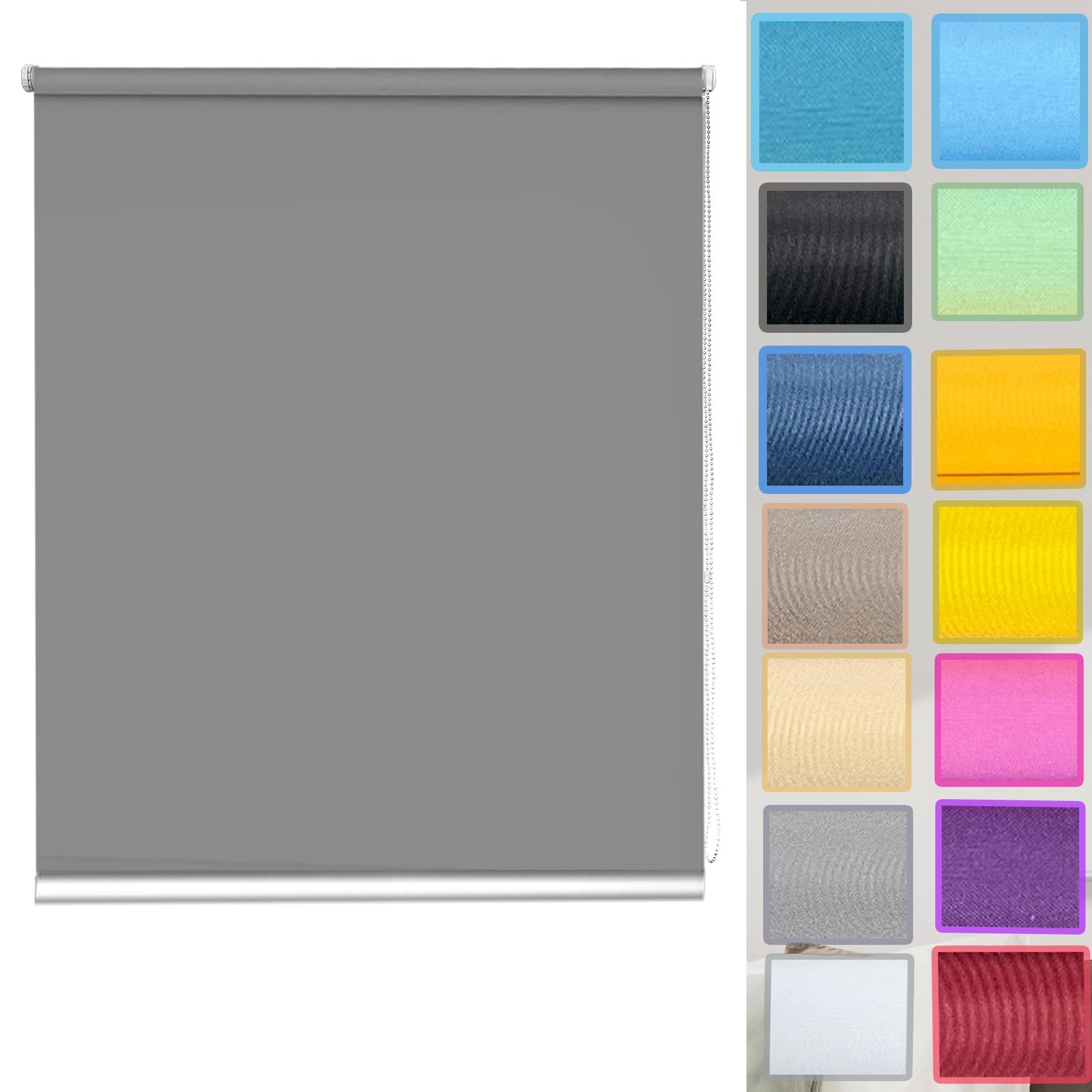 Roller Blinds Roller Blind 45 x 80 cm Insulated UV Protection Child Safe Roller shades Blind Vertical Blind with Beaded Chain Portable Use Travel and Bedroom, Dark Grey — image 1