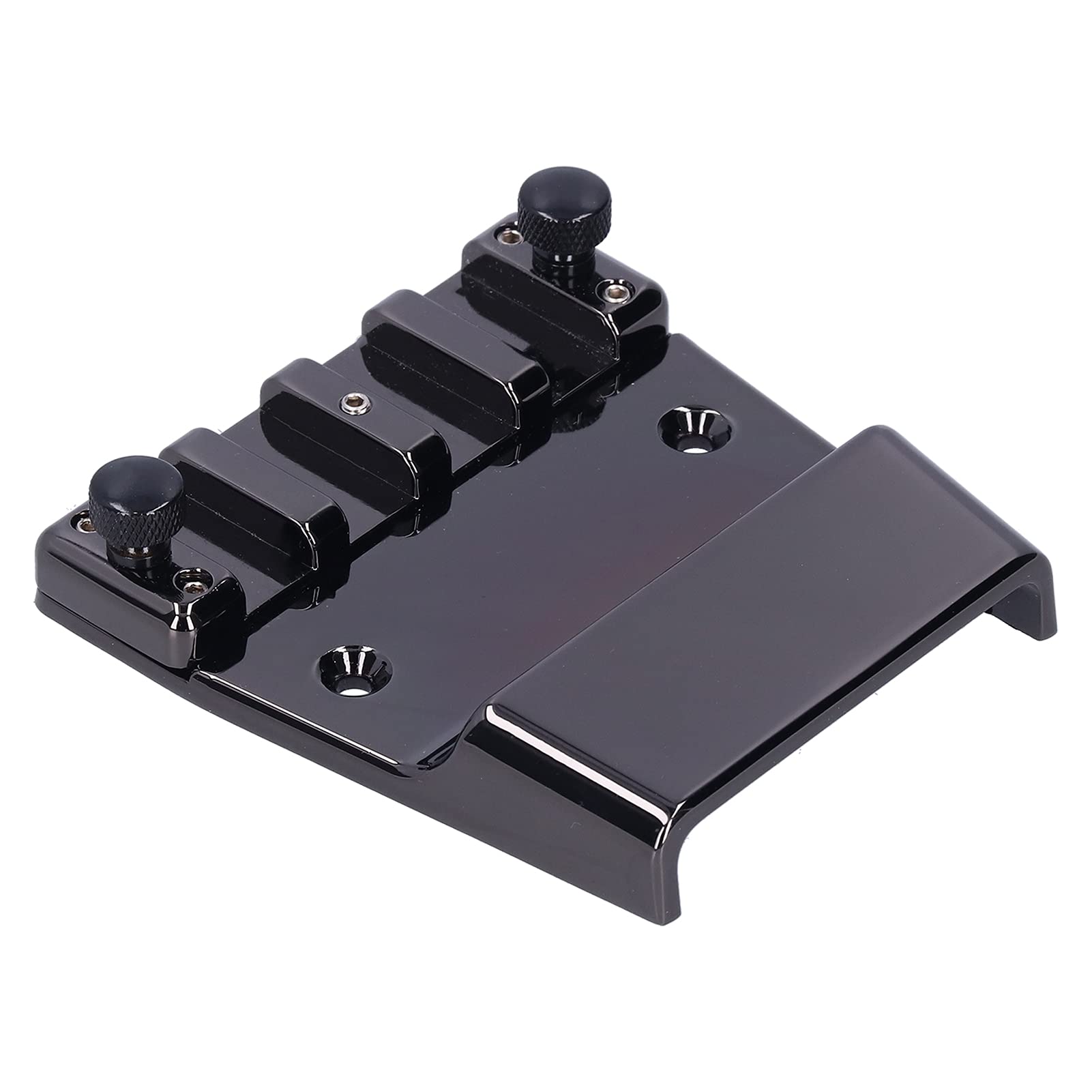 Puente de guitarra de 4 cuerdas de puente fijo de cola rígida de aleación de acero inoxidable para reparación de actualización de bajo eléctrico negro 98,5 x 75 mm