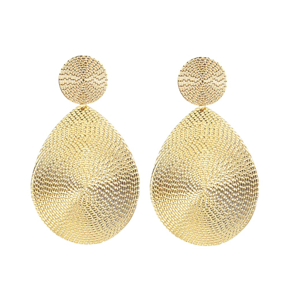 Large Geometric Double Round Disc Dangle Drop Earrings Minimalist Irregular Texture Big Circle Teardrop Earrings for Women Jewelry Gift