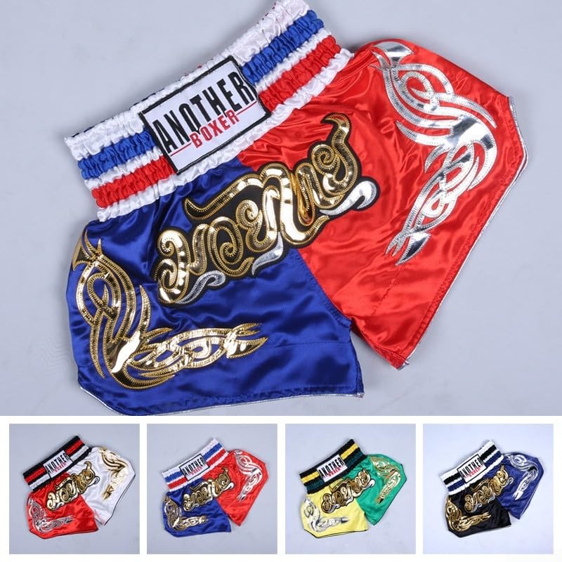 Unisexe Muay Thai Boxe Short AnotherBoxer MMA Kickboxing Combat Respirant (M Rouge+Blanc)