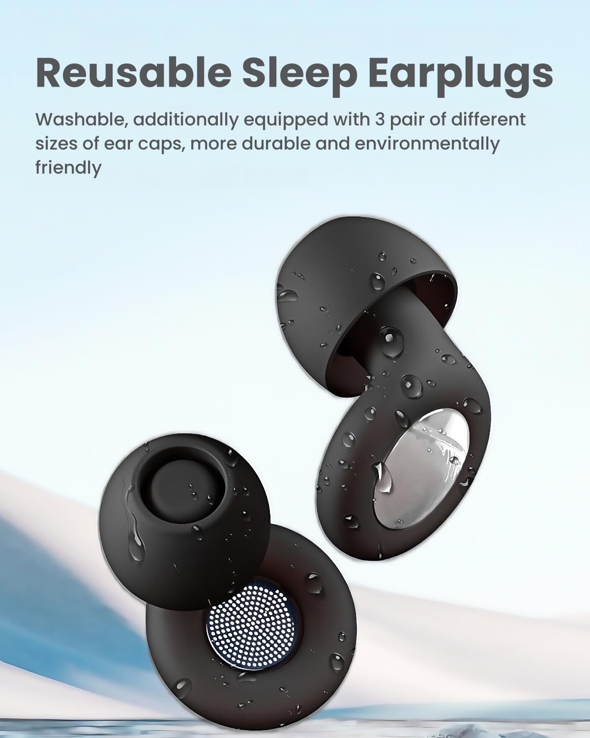 Tappi per le orecchie per dormire con cancellazione del rumore 48 dB, tappi per le orecchie riutilizzabili impermeabili in silicone con tecnologia AIRFeeling, include 8 tappi per le orecchie