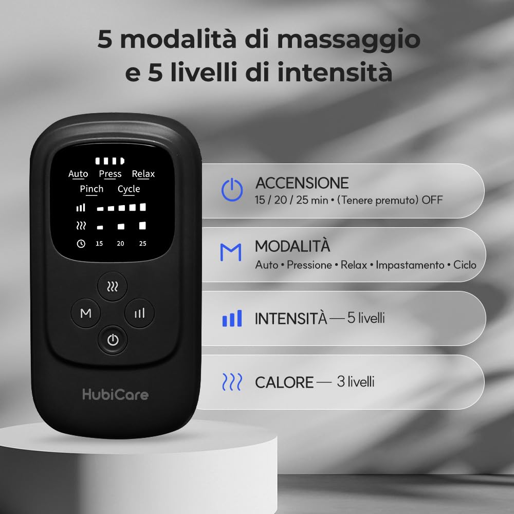 HuBDIC HubiCare - Massaggiatore senza fili per polpacci e piedi, con compressione di calore e aria, per la circolazione e il sollievo dal dolore, 5 modalità con 5 intensità, riduce il gonfiore