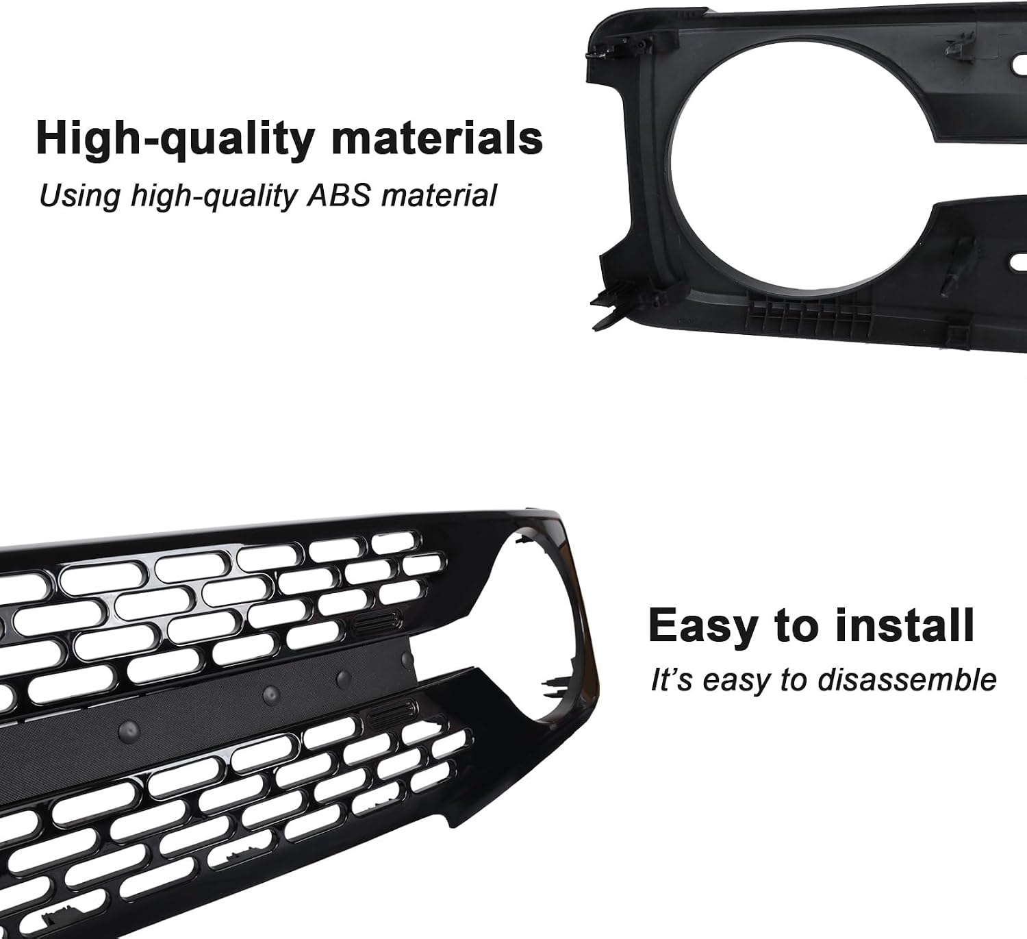 PENSUN Front Grille Fit For 2021-2023 Ford Bronco Grill Gloss Black W/Letters Bumper Mesh