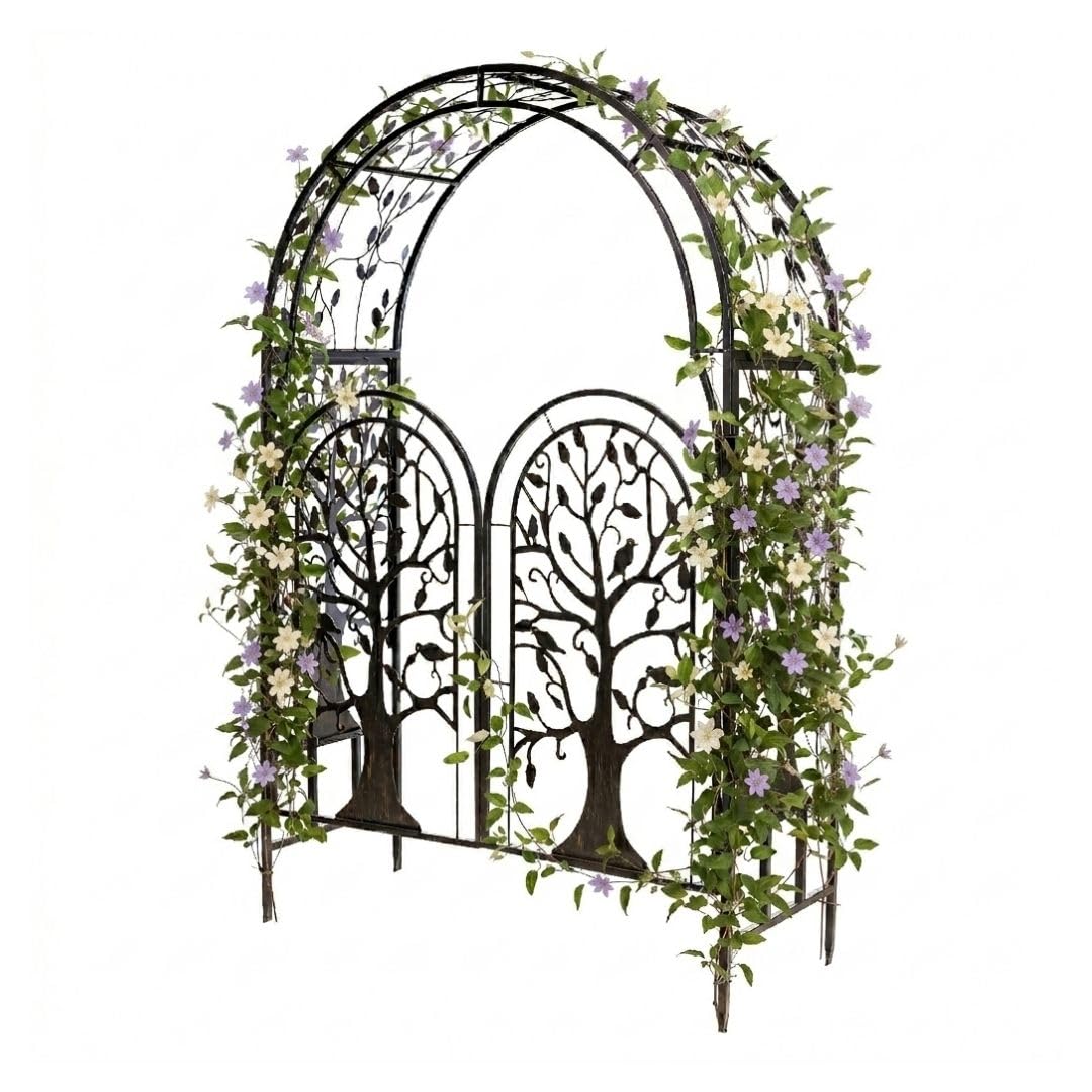 Plow & Hearth Metal Tree of Life Arched Garden Arbor with Gate
