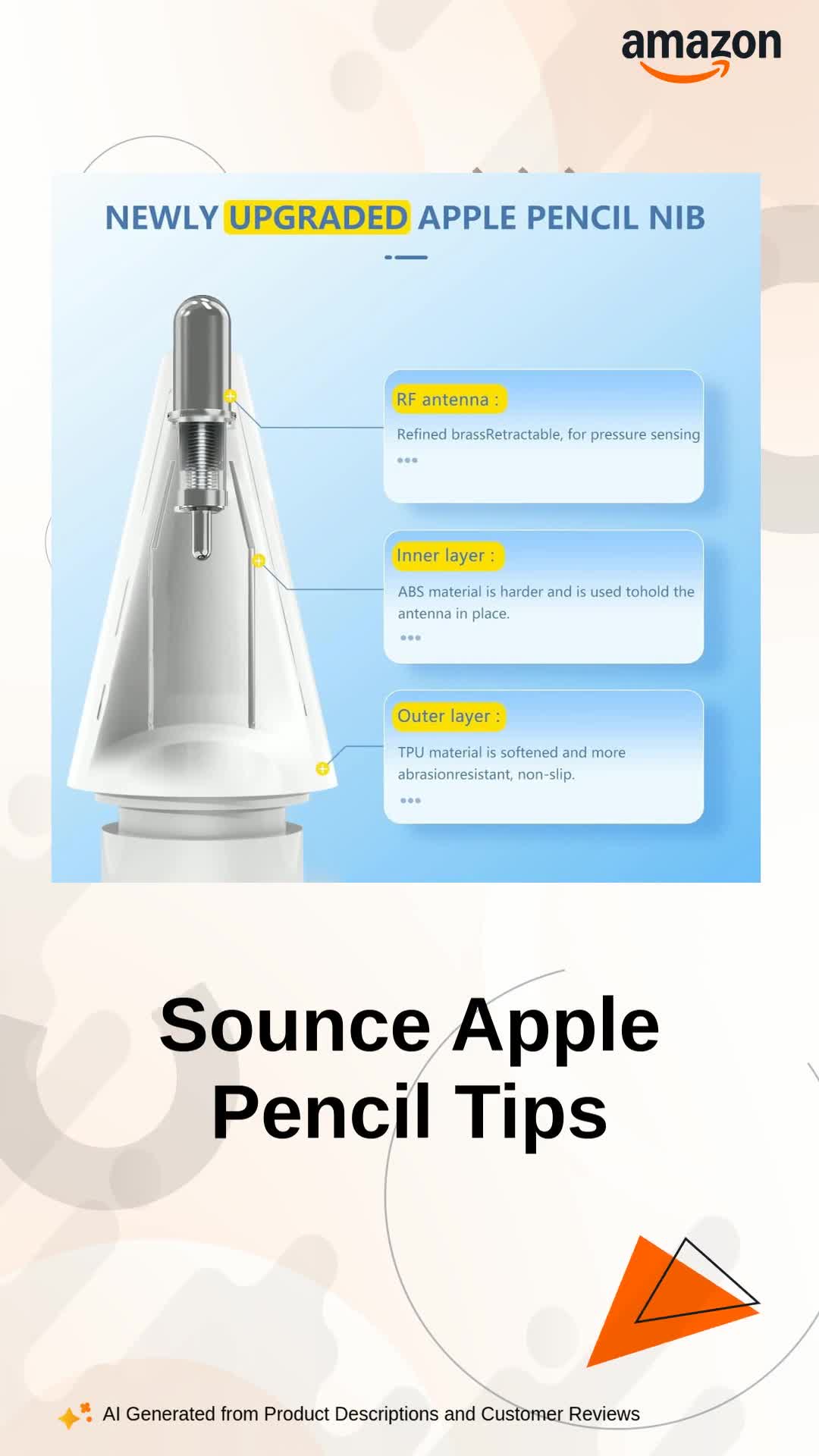4 Pack] Pencil Tips for Apple Pencil 2nd/1st Generation, Apple