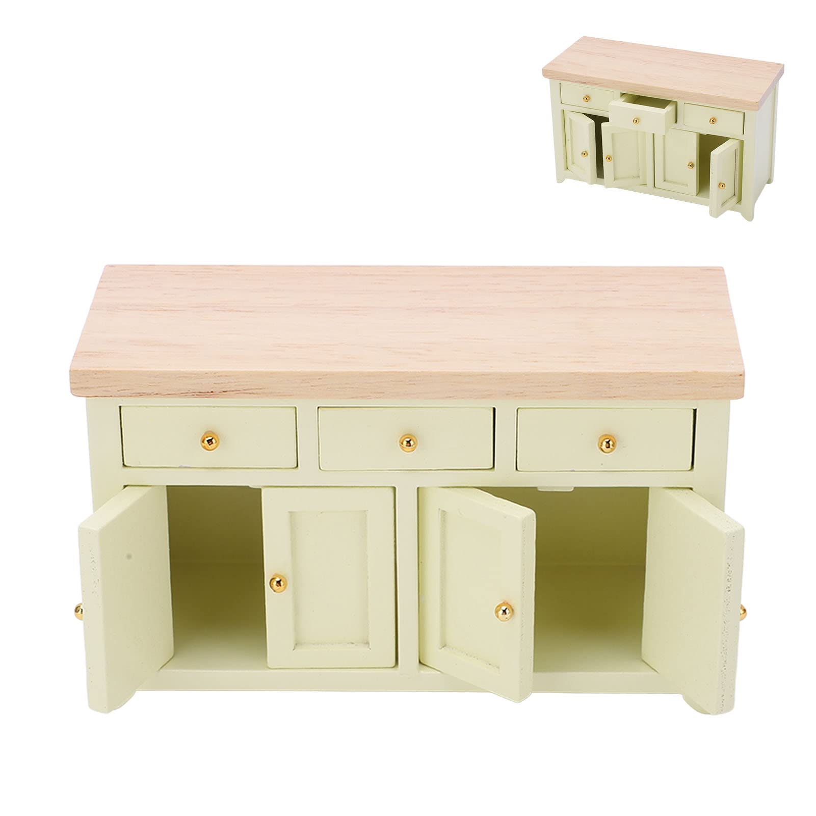 Armadietto per casa delle bambole Armadietto portaoggetti per casa delle bambole in miniatura in betulla in scala 1:12 (Crema)