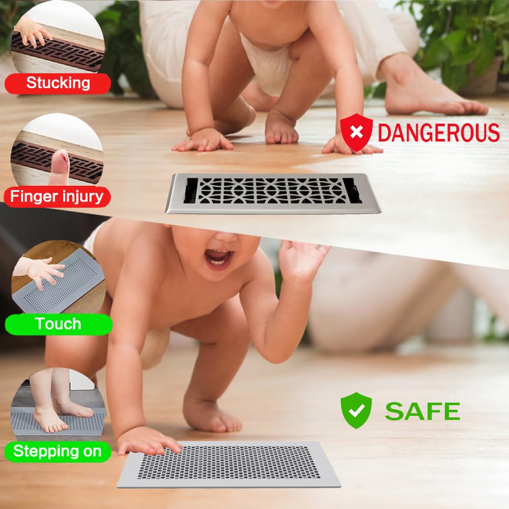 Baby Proofing Vent Covers for Home Floor Wall Ceiling, Protective Soft Silicone Air Vent Covers Fit Floor Registers 4