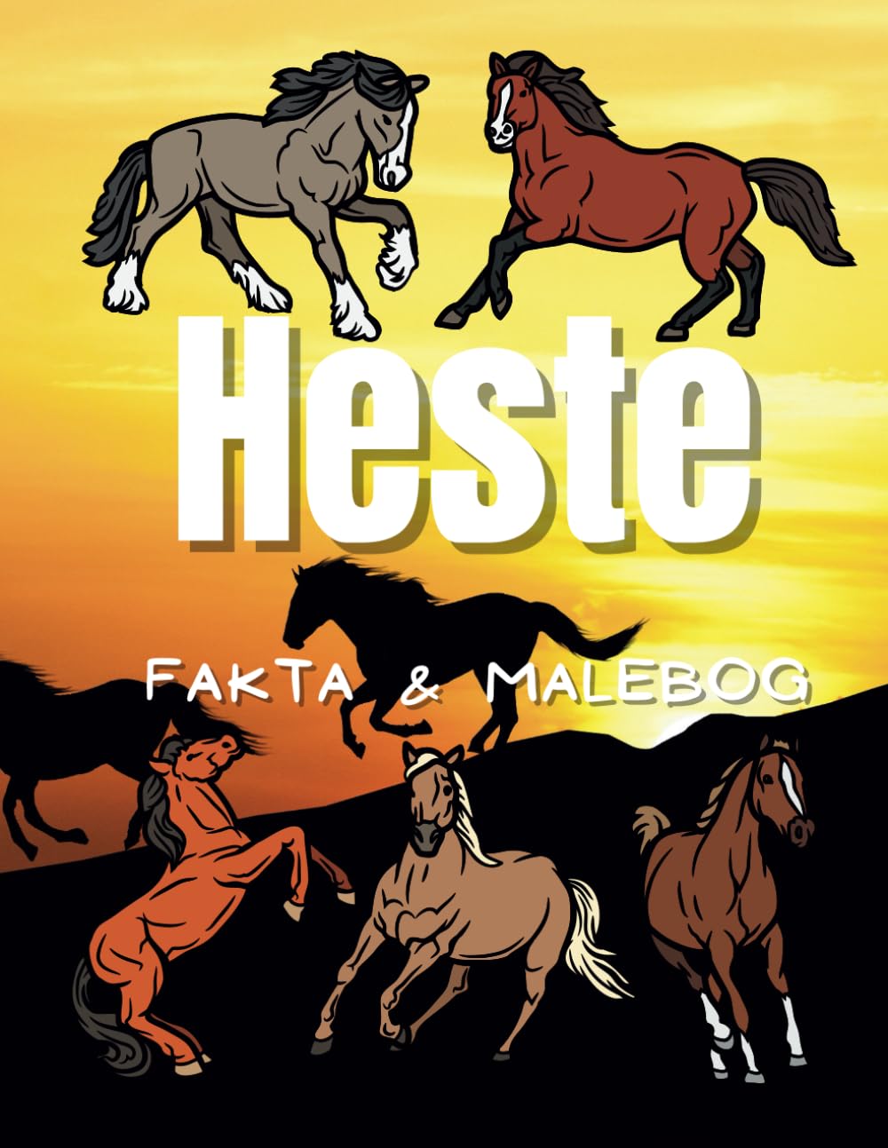 Heste fakta og malebog: for børn i alderen 2 til 12 år