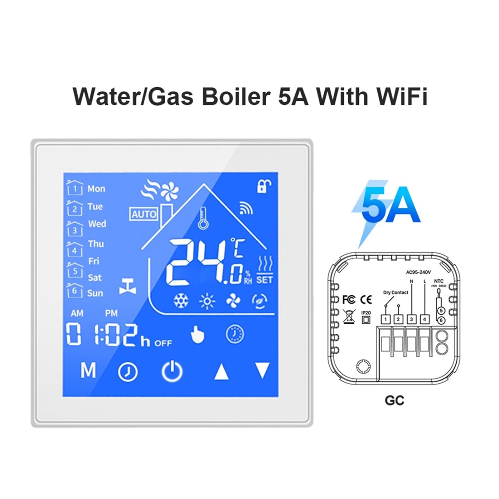 Regulator Temperatury, Termostat Tuya , ogrzewanie woda/kocioł gazowy elektryczny termostat podłogowy, regulator temperatury pokojowej(WiFi WaterGas Boiler)