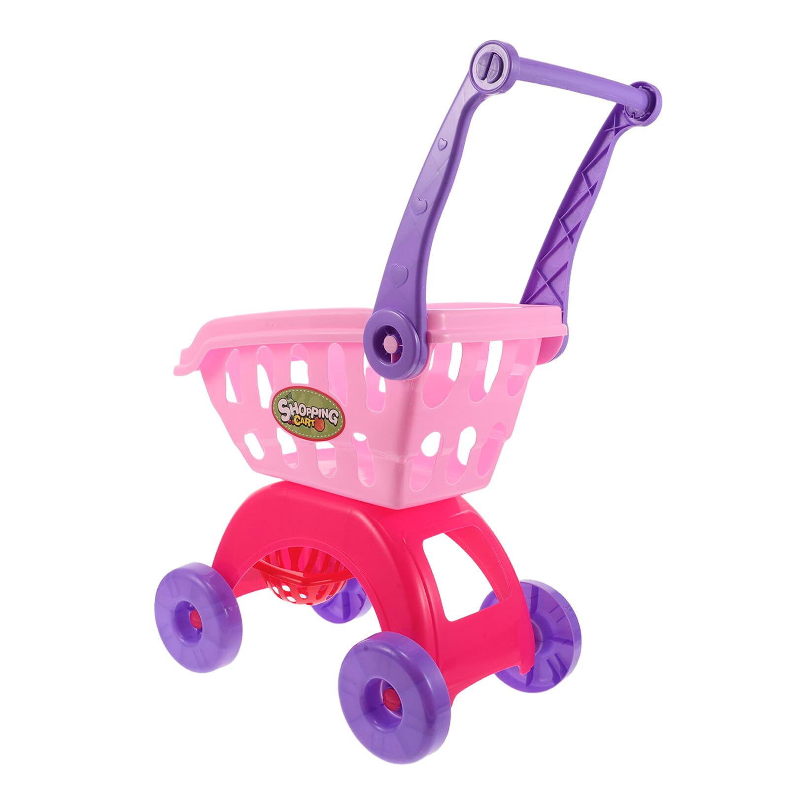 Hohopeti Carrello della Spesa Giocattolo per Piccolo in Plastica Frutta Finta Mini Carrello di Simulazione per Gioco Educativo e Sviluppo Abilità Adatto a Giochi in Casa e All’Aperto