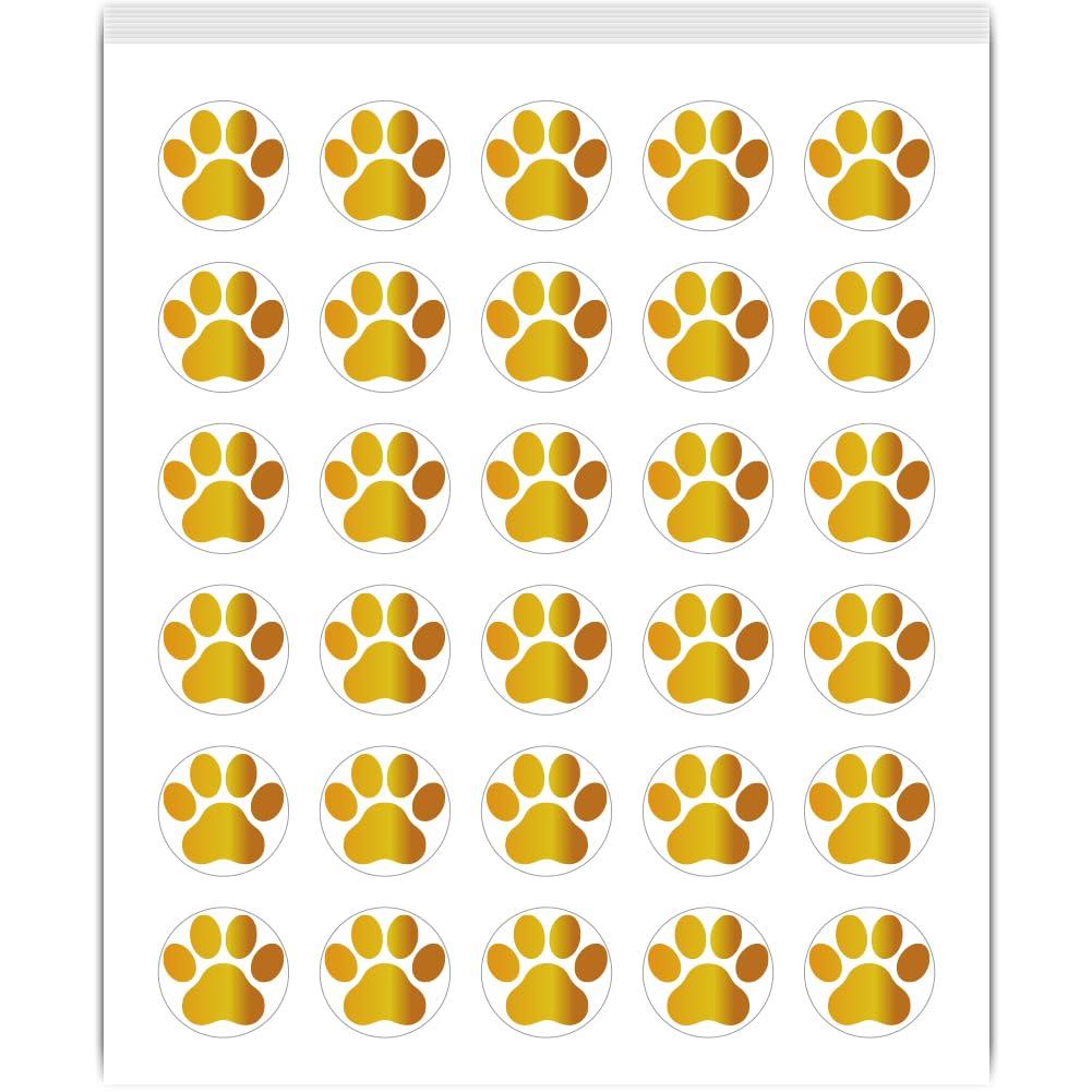 PRESSINART 2400Pcs 80 Sheets 0.5 Inch Mini Dog Paw Stickers for Planner, Gold Paw Print Vinyl Sticker Small Self Adhesive Waterproof Decal for Calendar DIY Journal Scrapbooking Activities Scheduling
