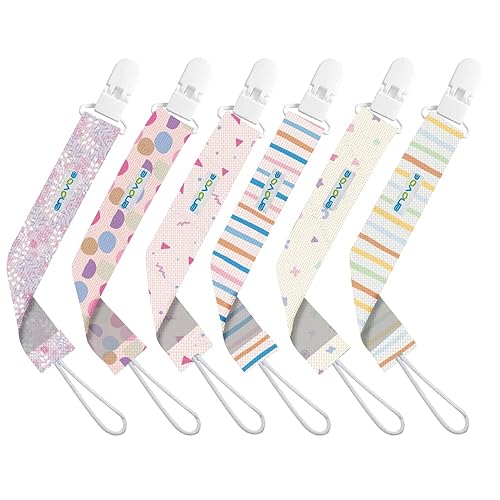 Enovoe - Clip para chupete Paquete de 6 clips para chupete Elegante anillo de dentición para bebés niños y niñas Rosa