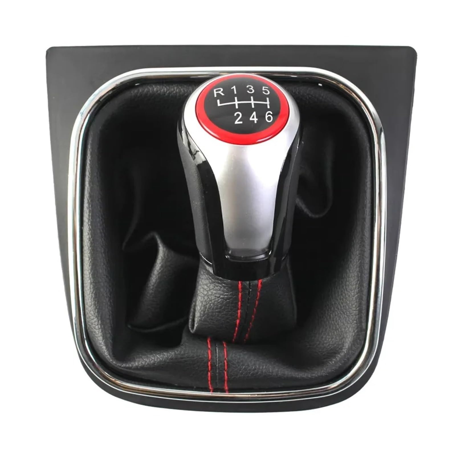BWSDMZJQRT Car Gear Shifter Knob for VW for Golf 5 6 R32 for GTI for GTD MK5 MK6 with Leather Gaiter Boot Cover Collar 5 6 Speed Gear Shift Knob(6 Speed)