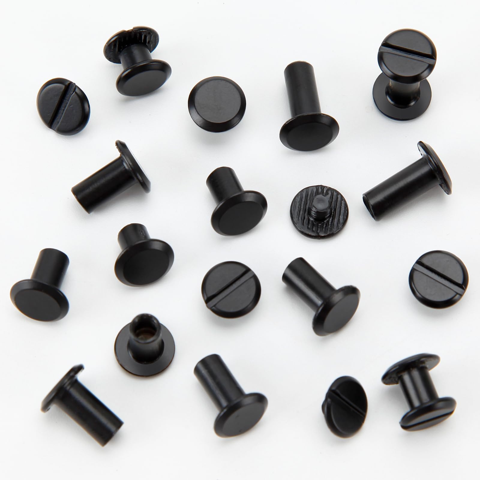 Chicago Screws Leather Rivets Assorted Screw Rivet M5 (M5*4,5,6,8,10,12) for Decoration and DIY Leather Craft Belt Bag Shoes Purse Bookbinding (90 Sets, Black)