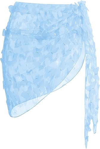 Ekouaer Womens 2025 Sarongs Beach Wraps Chiffon Beach Cover Up Short Sheer Bikini Wraps S-3XL