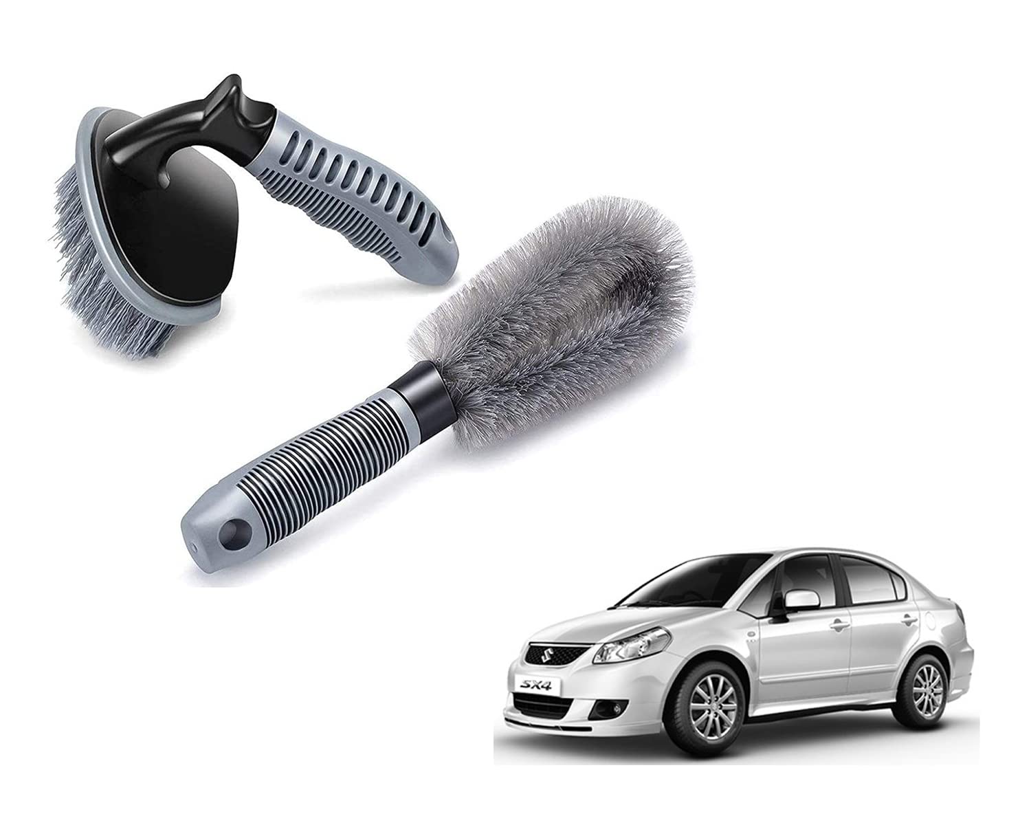 ABS 2 Pieces Wheel Tire Brush Set for Cleaning Wheels, Rim Cleaner for Maruti Suzuki Sx4-image-18