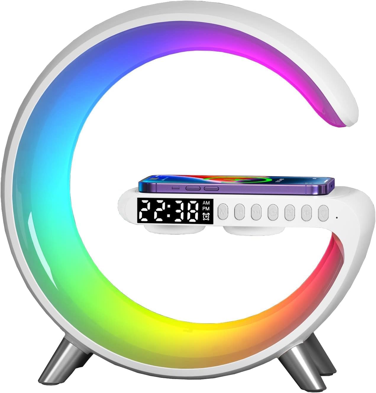 RGB Lamp Alarm Clock with LED Ambience Desk Lamp Night Light Wireless Charger (ADV)