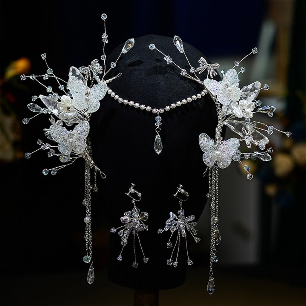 Bridal Headwear Handmade Beaded Crystal Fringe With Headband Matching Clip Wedding Dress Accessories