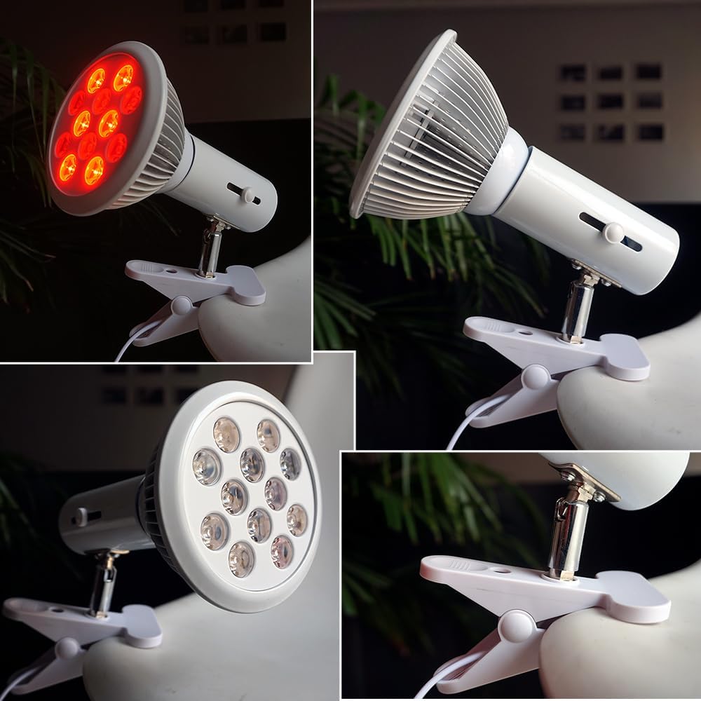 Lmpara luz roja nocturna melatonina para terapia e iluminacin (NIR 660-850nm), sincroniza tus ritmos circadianos - Bombilla luz roja para dormir - Red Light Therapy Panel
