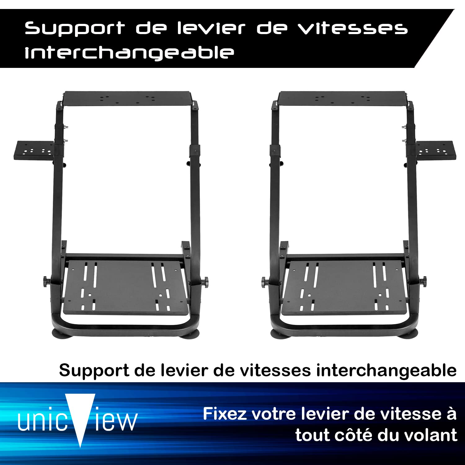 Unicview Support de volant G29 G920 G923 avec support de boîte de vitesses, T150 T500 T300 TX TH8A, Clubsport, entièrement réglable, pliable
