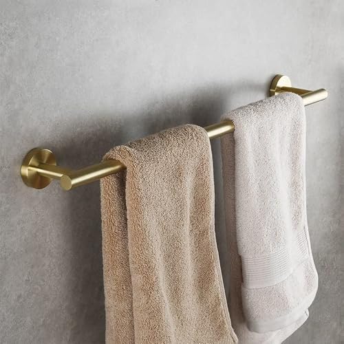 FGXHHS 304 Stainless Steel Towel Rack Single Rod Storage Hotel Bathroom Pendant, Brushed Gold (60Cm)