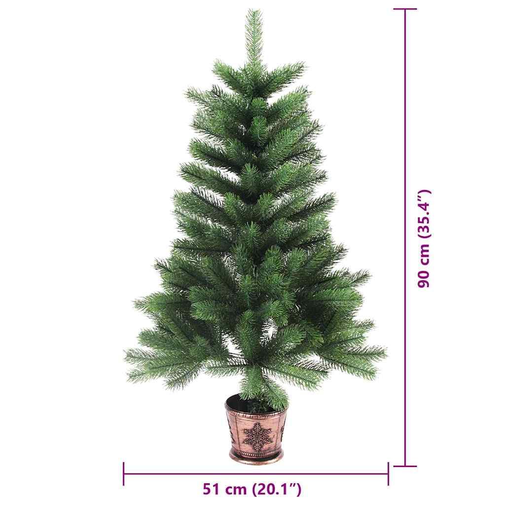 Choinka z 150 diodami LED, zielona choinka z PE o wysokości 90 cm ze stojakiem, łańcuch świetlny, ciepła biel, idealna do salonu, na balkon, taras, do wnętrz i na zewnątrz