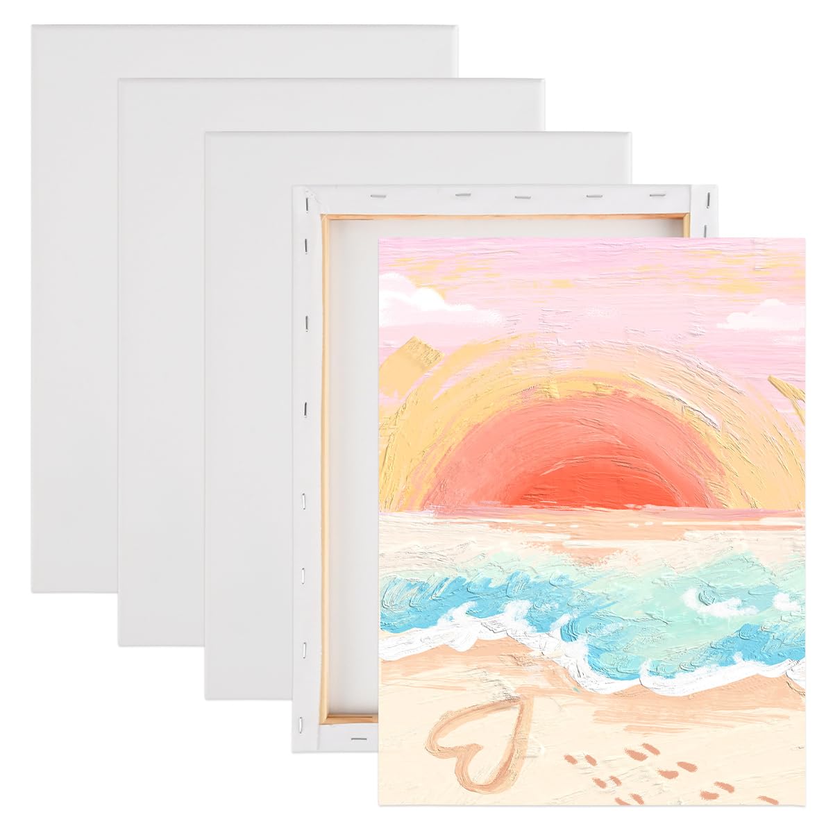 Set 8 Tele Per Pittura - Misure Assortite Con Cornice In Legno Per Acrilico E Olio - Foto 5