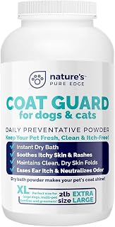 Coat Guard Dry Shampoo for Dogs and Cats - Extra Large 2 lbs Jar, Dog Dry Shampoo Powder, Waterless Dog Shampoo, Anti Itch Relief, Cedar Scented, Anti Dandruff, Hot Spots, Nature's Pure Edge