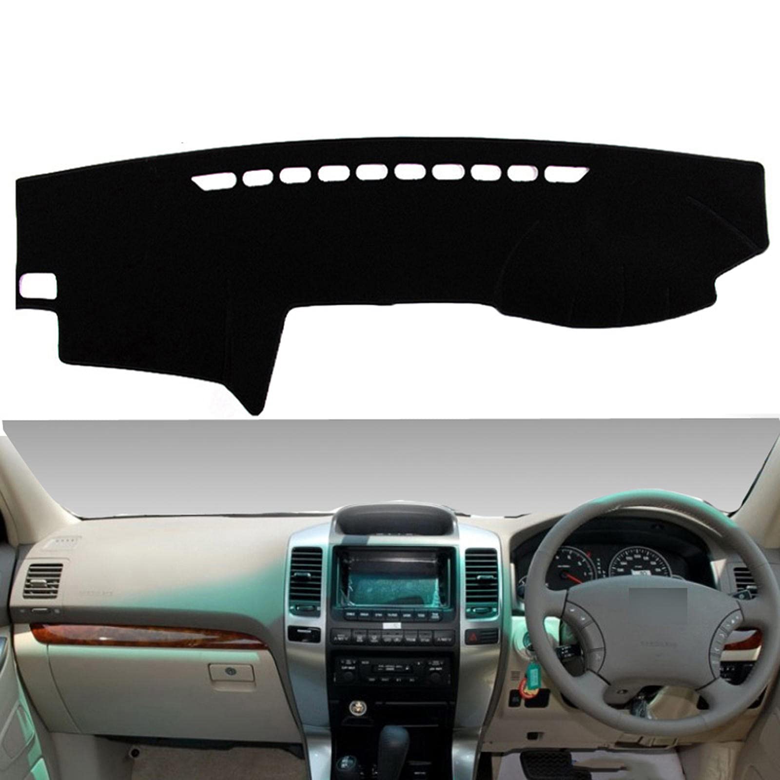 YAMKNICECompatible with Toyota Land Cruiser Prado j120 2003-2009 Car Dashboard Cover Non-slip Mat Anti-UV Dash Cover Sun Protection