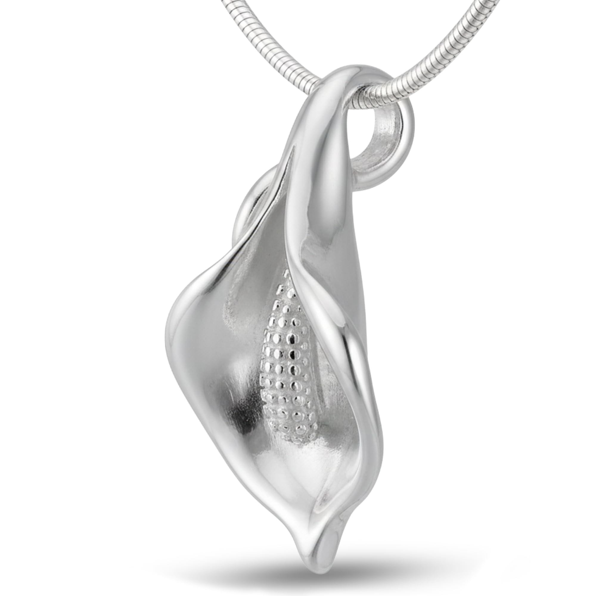 Calla Kette mit Anhänger 925 Sterling Silber glänzend für Damen, ABS-S | Nickelfrei, antiallergisch, Design aus Deutschland, feine Schlangenkette und stilvolle Geschenkidee