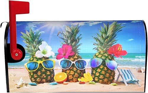 Miniatura 39 de Divertido gnomo de verano para conducir coche y girasol, cubierta magnética para buzón, patrón a cuadros, para decoración del hogar, jardín, 21 x 18