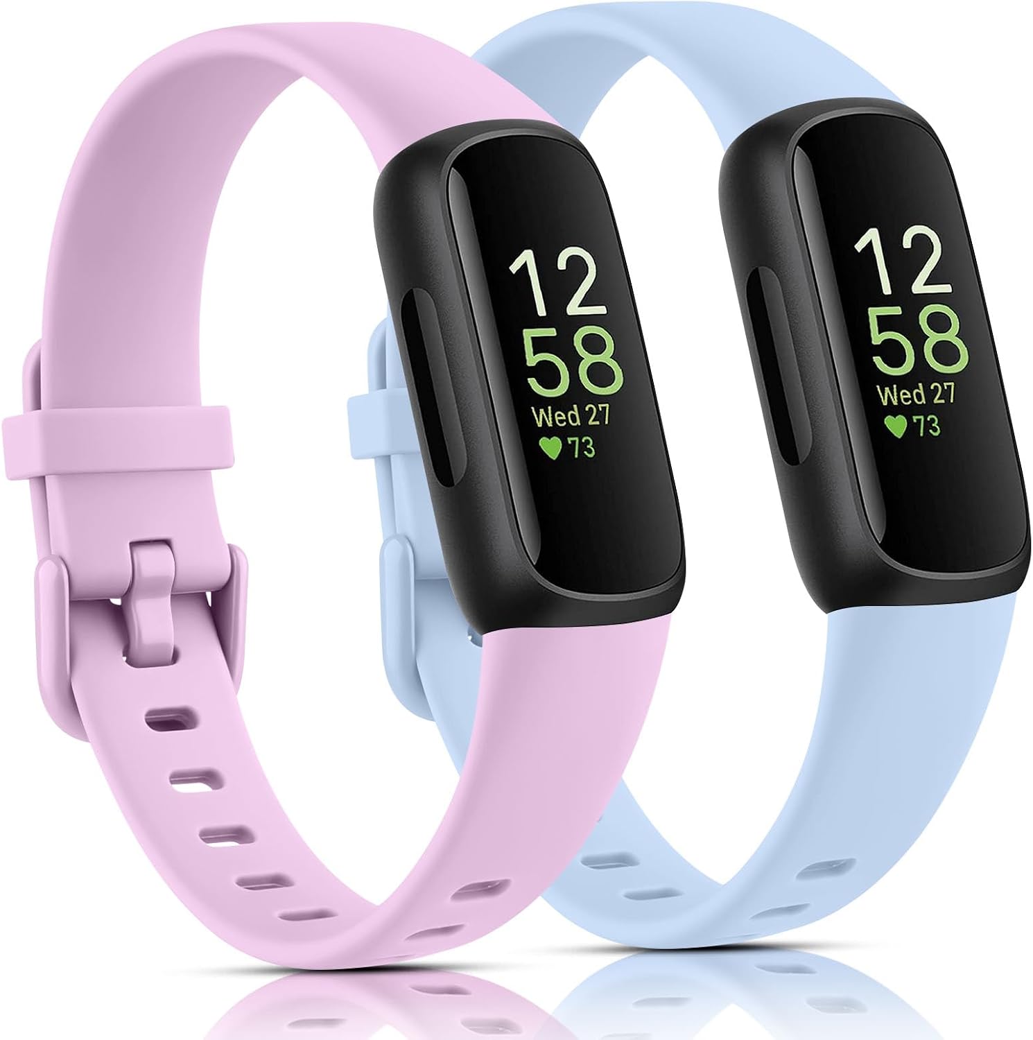 2 Pack Bands Compatible with Fitbit Inspire 3 Bands for Women Men, Sport Silicone Adjustable Replacement Straps for Fitbit Inspire 3 Fitness Tracke