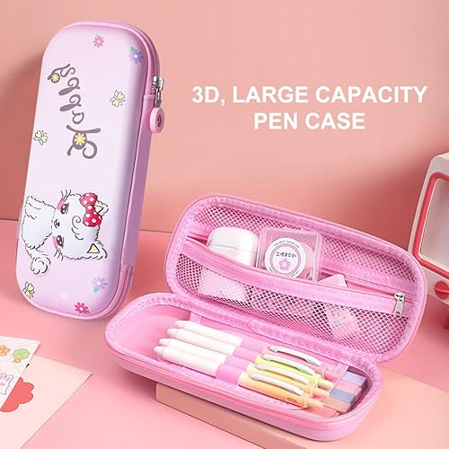 Miniatura 8 de Estuche para lápices para niños y niñas, dinosaurio espacial 3D, gran capacidad, impermeable, con compartimentos, bonita bolsa para bolígrafos para