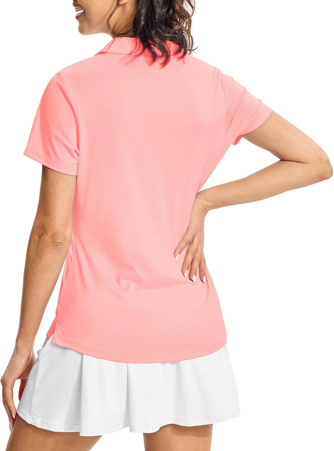 Rdruko Women's Golf Shirts Short Sleeve Dry Fit V Neck Polo Shirts UV Protection Collared Tennis Work Shirt - Image 3