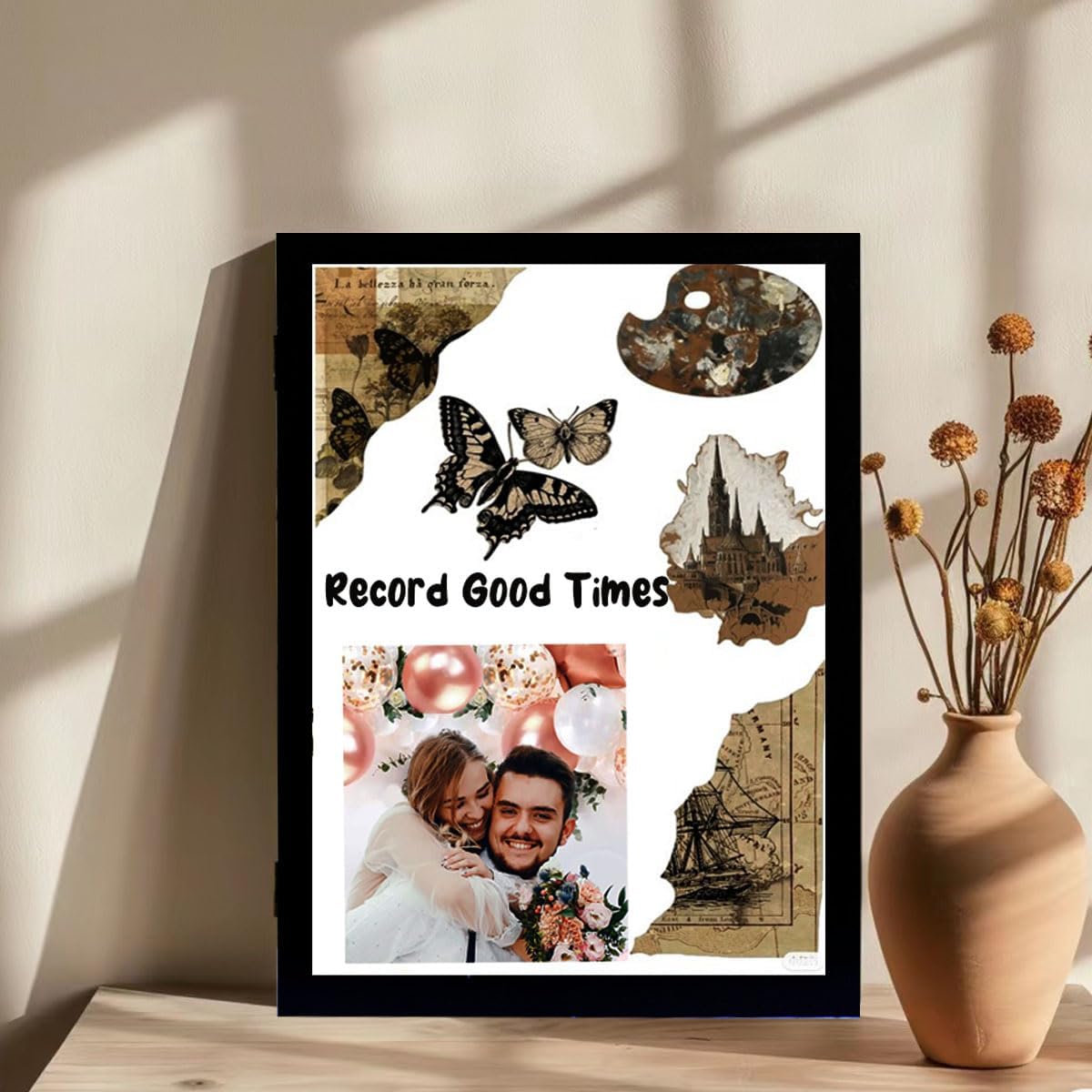 11x16 Large Shadow Box Frame Deep Shadow Box with Shelves Pet Memorial Shadow Box Display Case with Linen Back for Flowers, Pictures, Medals, Coins, Pins Collection(Black)