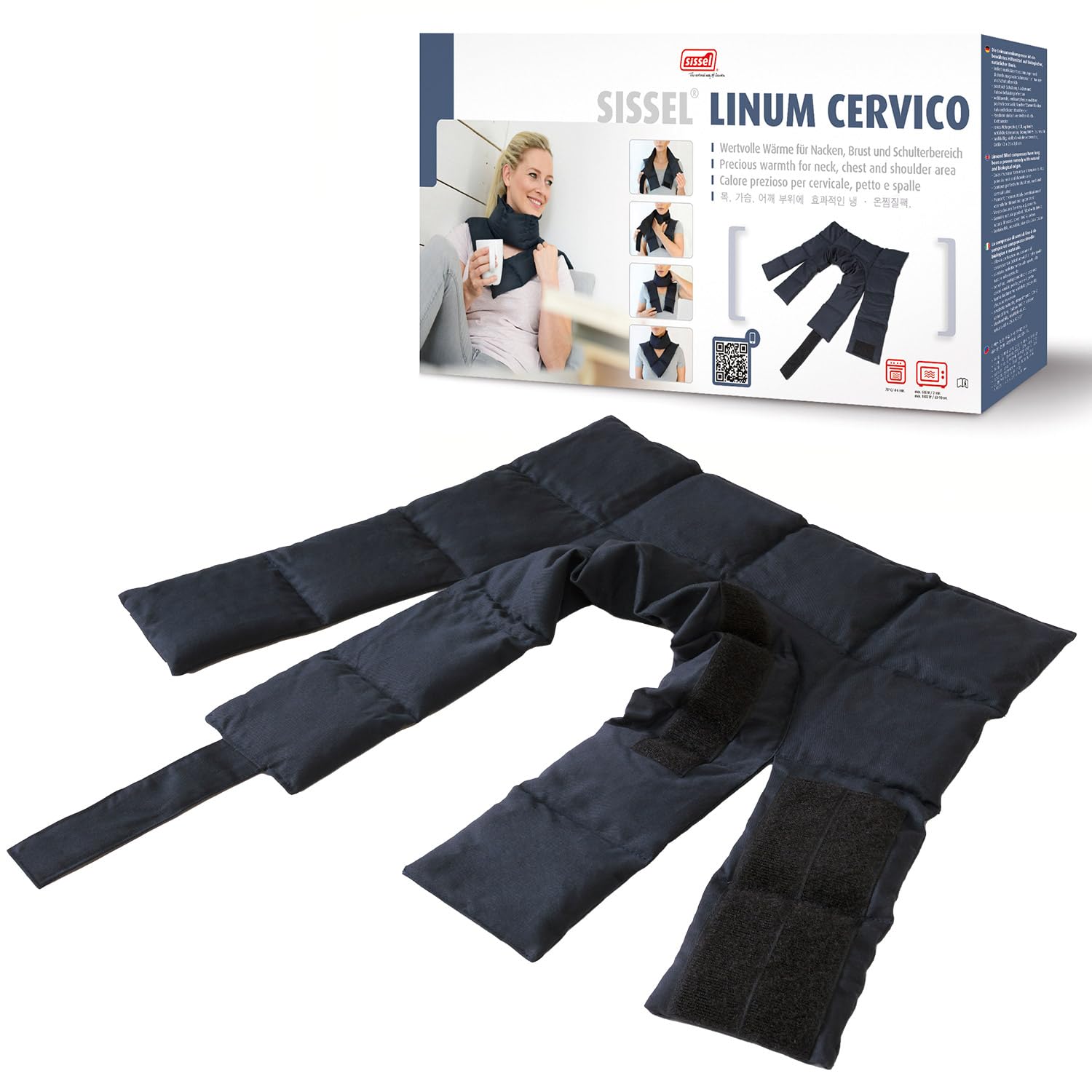 SISSEL® Linum Cervico | Ergonomische Wärmeauflage | Natürliche Leinsamen & Baumwolle | Nachhaltig & Wiederverwendbar | Nacken- & Schulterentspannung | Mikrowellen-/Ofengeeignet | 43x26x0,8 cm