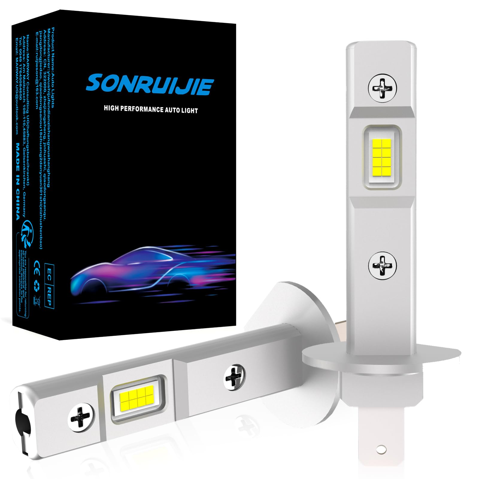 Lampadine H1 LED D-Lumina - 100W 16000LM, Canbus, Per Abbaglianti, Plug And Play