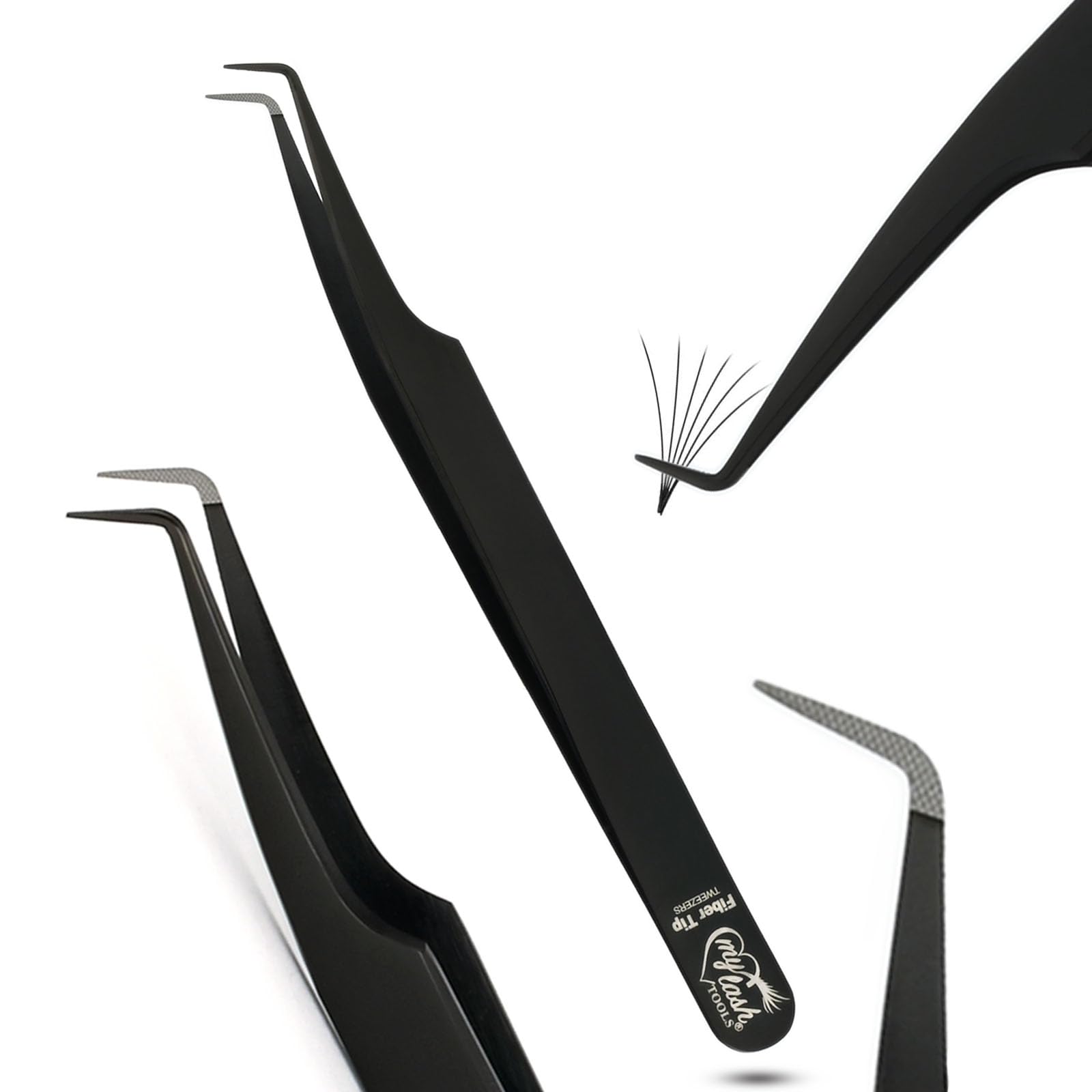 My Lash Tools Fiber Tip Lash Tweezers for Eyelash Extension Curved 90 Degree Angle Boot Tweezer Best for Volume, Individual Isolation & Classic Lashes Stainless Steel Lash Supply (CEC-F08/01)