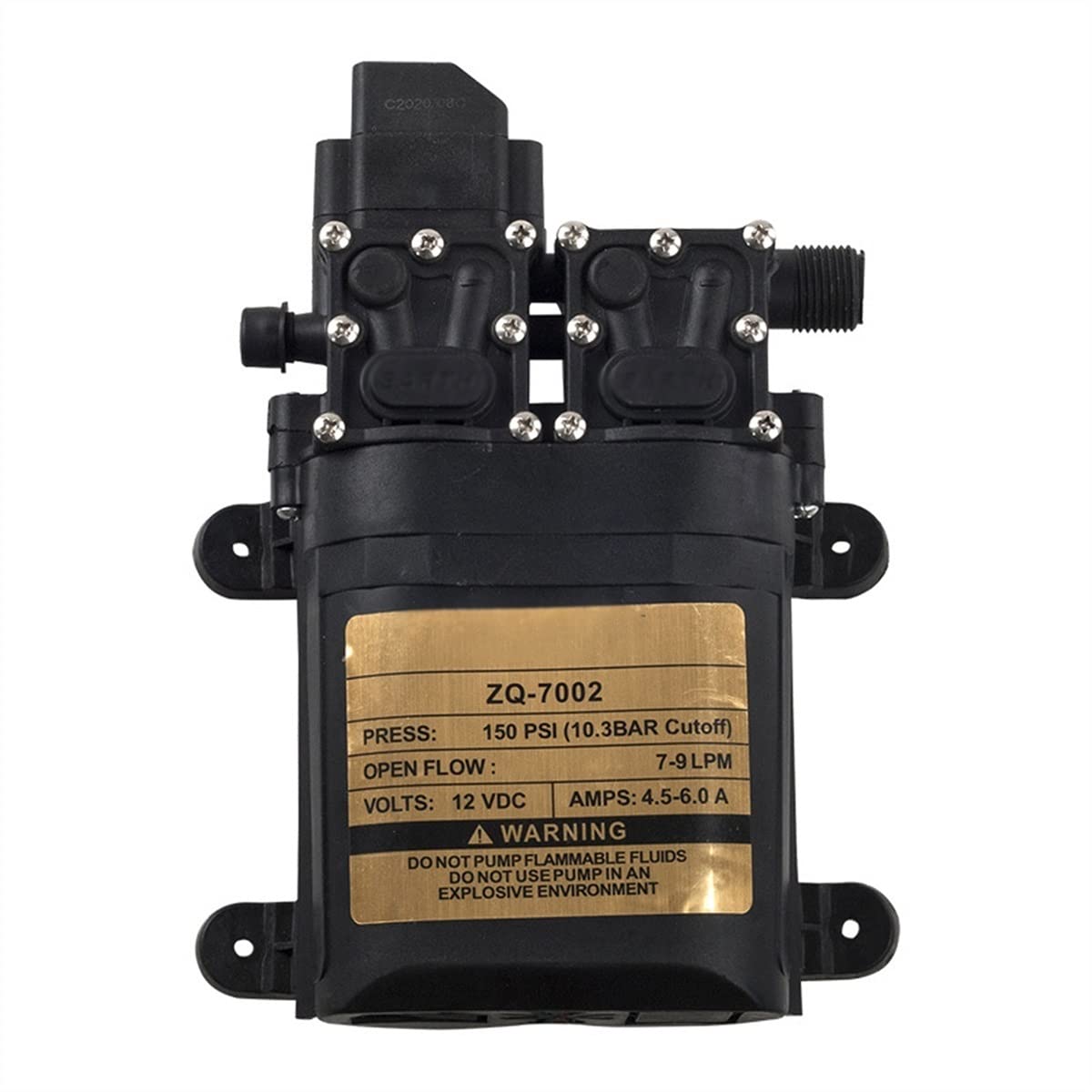Bomba de agua portátil, sumergible, diafragma, 7-9 LPM, 150 PSI, 12 V CC, con presostato, autocebante