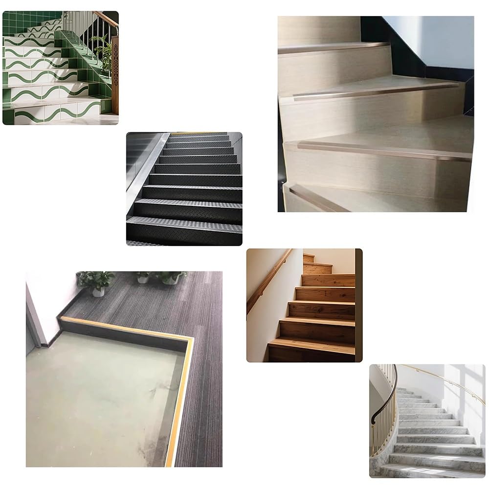 Protección De Borde De Escalera En Forma De L 90cm 120cm 150cm Moldura De Aluminio Para Escalones Exteriores, Tiras Protectoras Antideslizantes(Beige,90cm/36in)
