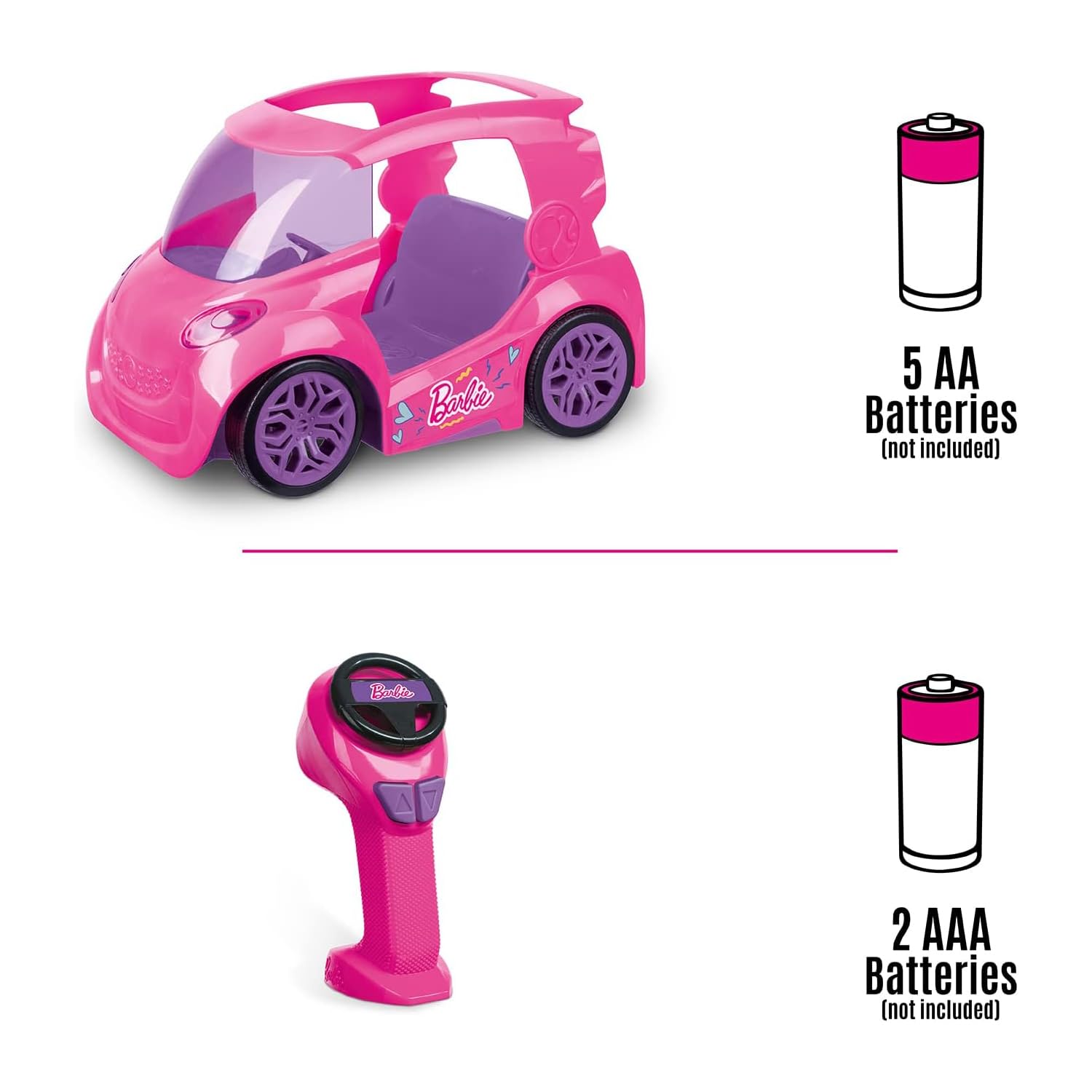 MONDO Motors - Mattel Barbie City Car 2.4 GHz - für Kinder - Realistische Details - Fuchsia - 63698