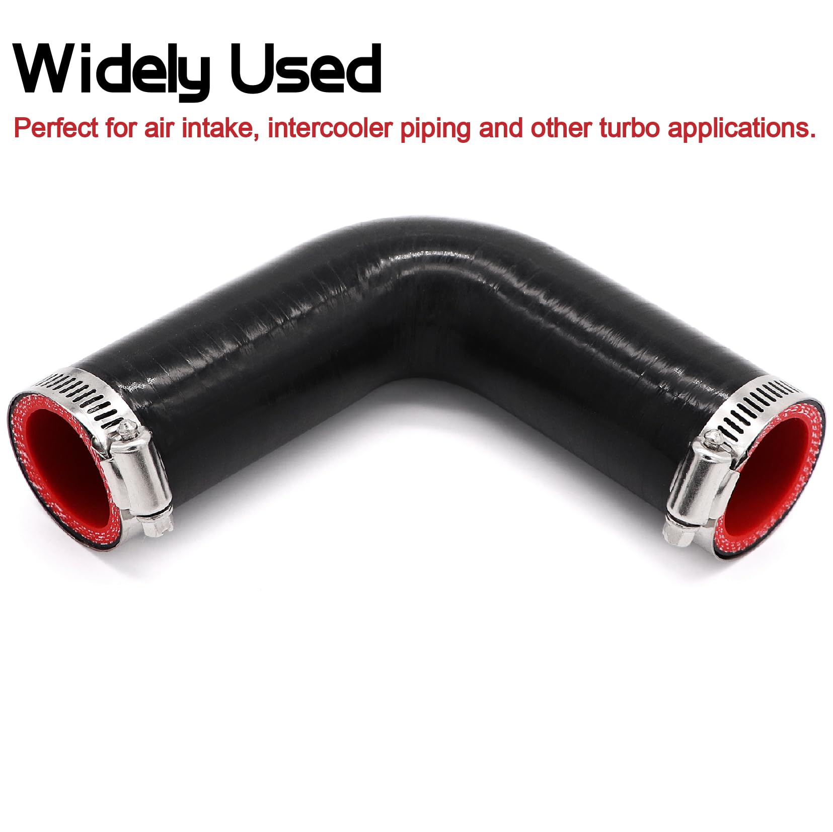 Black Silicone Connector Black 4-Ply Silicone 90 Degree Elbow Connector - Turbo, Radiator & Hose Pipe Joiner 90 Degree Rubber Elbow - Foto 4