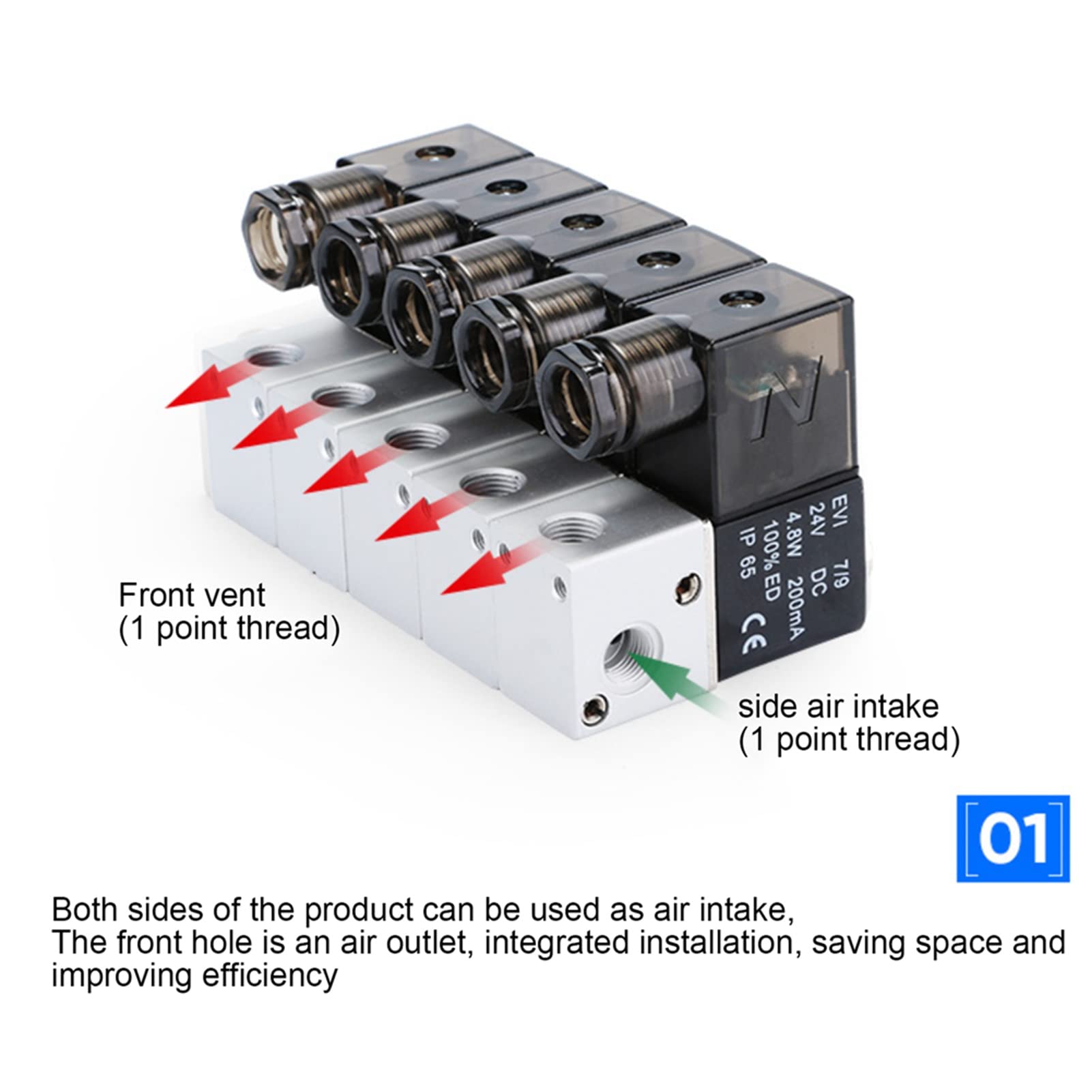 Vvalvola Aria Solenoide, Elettrovalvola aria, 1/8 3V1-06 CC 12V / 24V 3 vie 2 posizioni BSP Elettrovalvola aria normalmente chiusa(DC24V