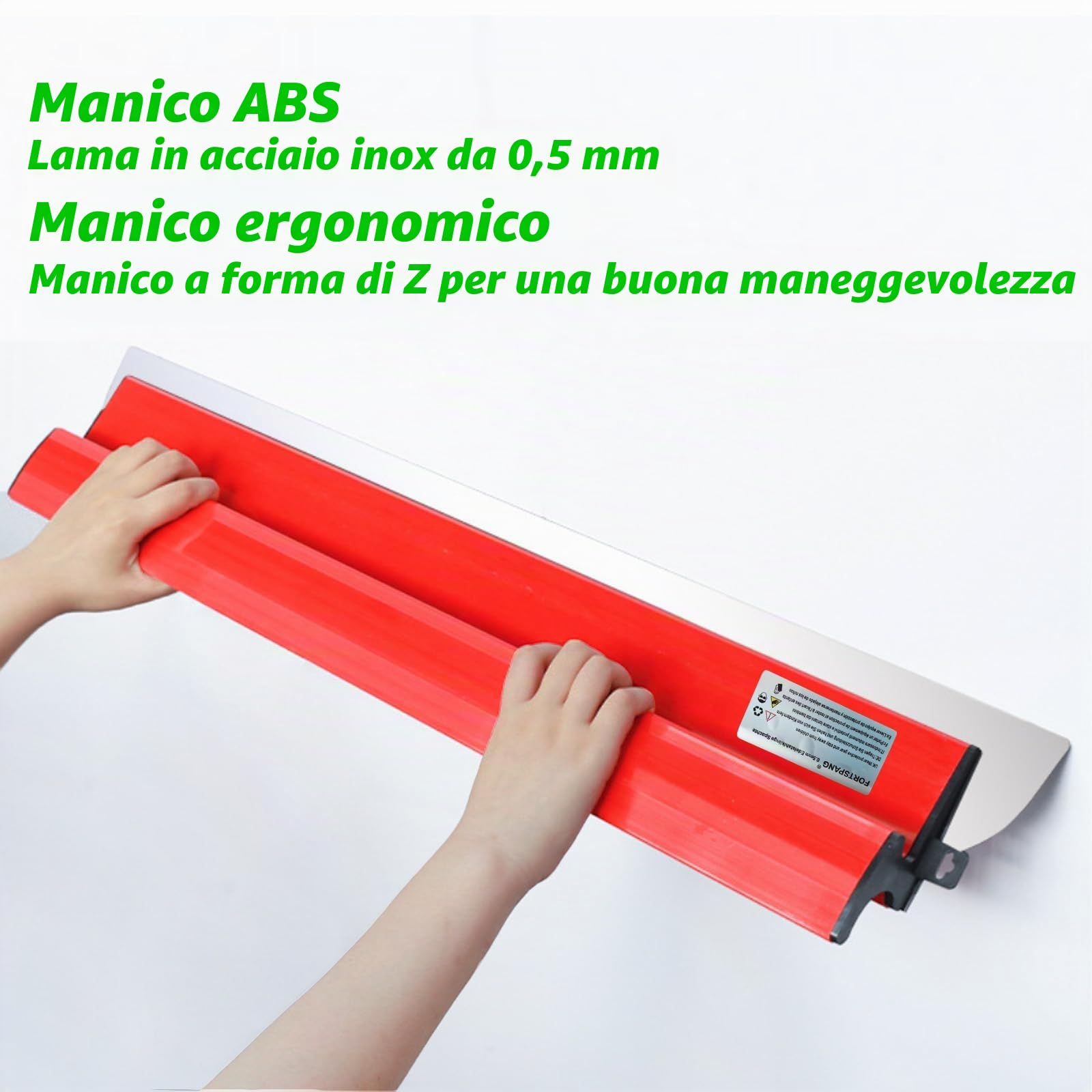 3 Spatole Stucco 100+60+40cm Acciaio Inox 0,5mm Set professionale per cartongesso, lama in acciaio con impugnatura a Z, ideale per grandi superfici, stuccatura precisa e uniforme