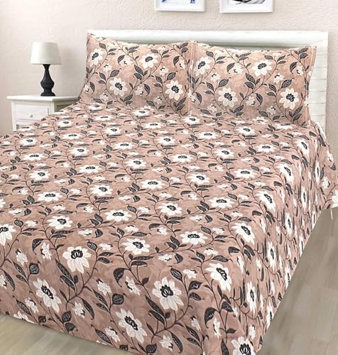 Image of BBSPED Innovation Double Bed Bedsheet Set with Floral Print | Cotton Bedsheet with 2 Pillow Covers | Soft & Breathable Fabric | King Size 90x100 Inches | Comfortable & Durable for Bedroom Use