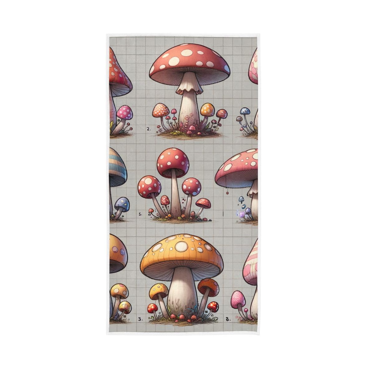 LSRCPD Mushrooms Checkered Hand Towels, Multipurpose Hand Towels Cotton for Bathroom, Gym, Hotel, Spa 15 x 30 Inches