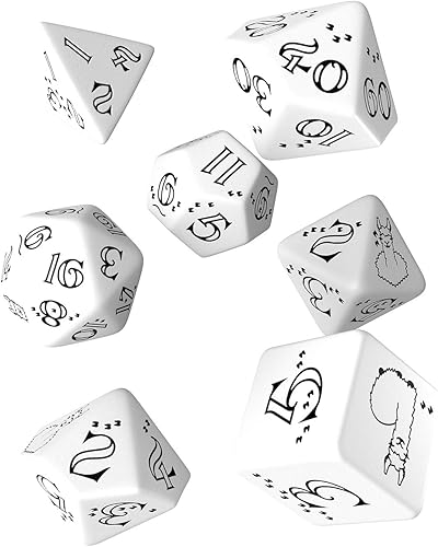 Q-Workshop - Juego de dados de llama brillante (blanco y negro)