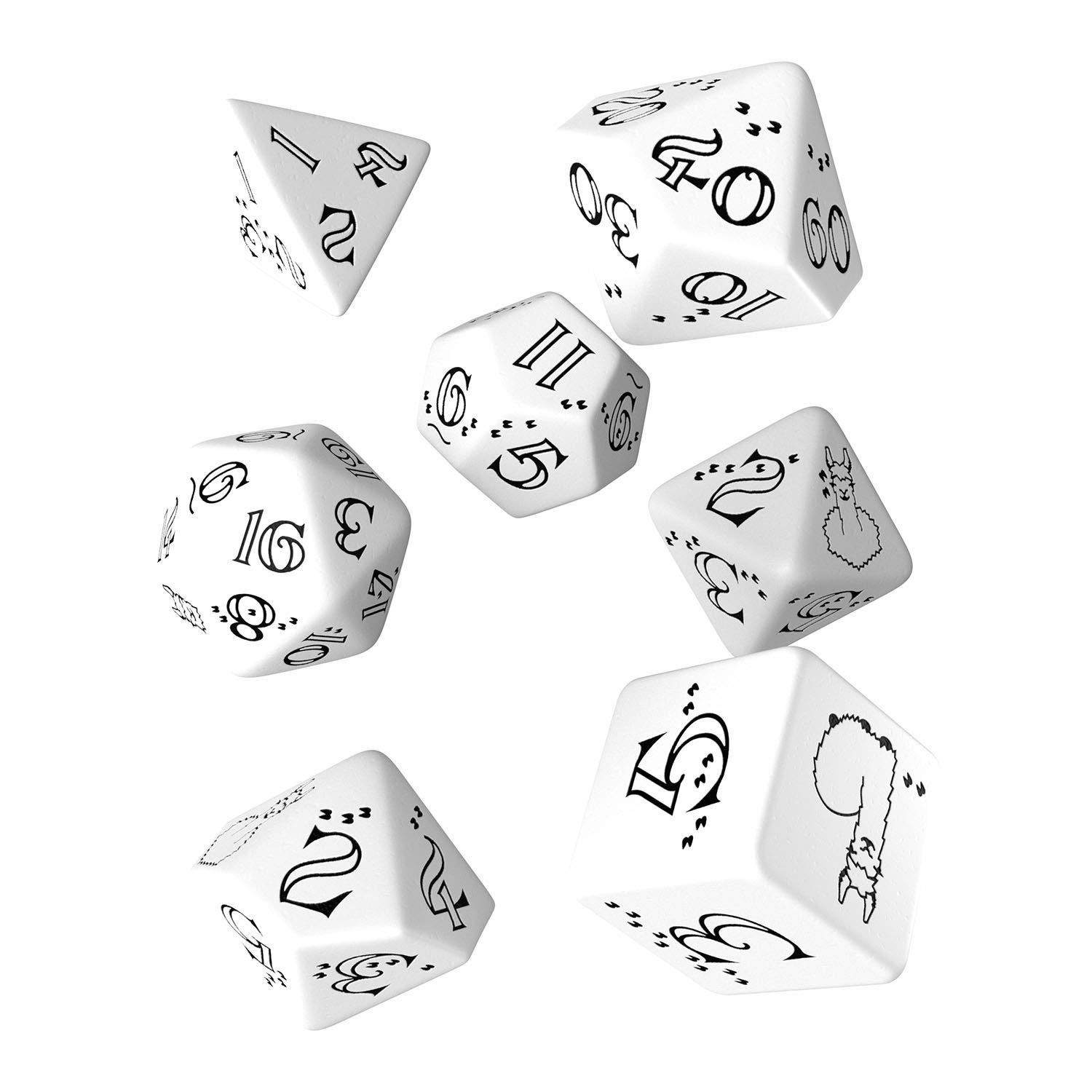 Q-Workshop Bright Llama Dice Set (White & Black)