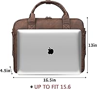 Vista 5 de Bosidu Maletines de cuero para hombres 15.6 pulgadas maletín para portátil de negocios, bolsa de mensajero retro impermeable para computadora